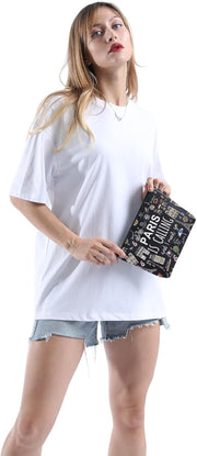 Paris Themed Gifts Paris Is Calling and I Must Go Cosmetic Bag Paris Lover Gift (Paris Is Calling Black Bag)