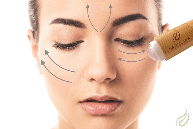 Double Head Face Roller with Rose Quartz + Volcanic Stone. Bamboo Face Roller Oil Absorbing Roller with Natural Quartz Face Eye Roller Massager. 1 Count.