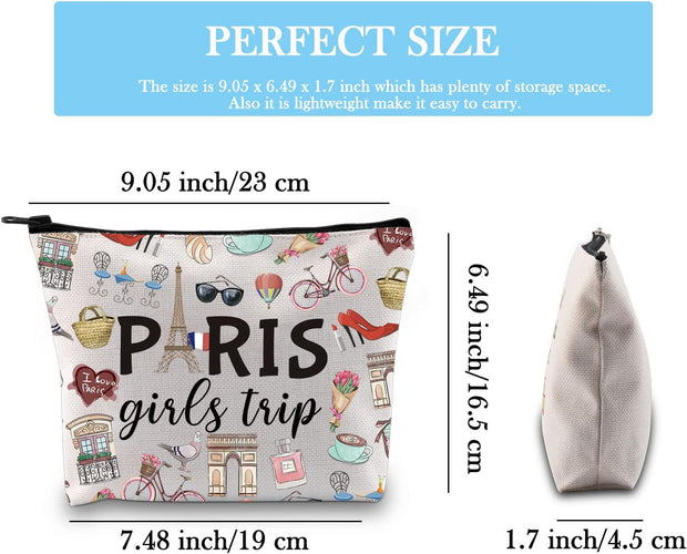 Paris Weekend Gift Bag - Vacation Theme Travel Bag with Paris Skyline Design - Perfect for Girls' Trip to France