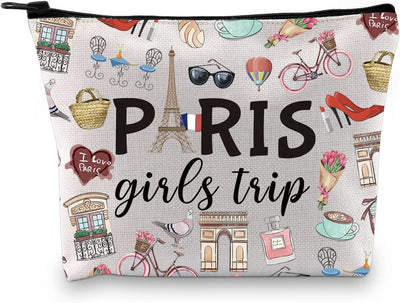 Paris Weekend Gift Bag - Vacation Theme Travel Bag with Paris Skyline Design - Perfect for Girls' Trip to France