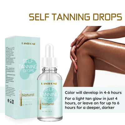 Body Tanning Drops Self-Tanning Lotion Skin Care Tanning Cream Tanner Body Bronzer Drops for Daily Skin Care 30Ml