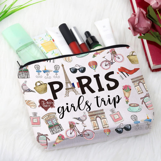 Paris Weekend Gift Bag - Vacation Theme Travel Bag with Paris Skyline Design - Perfect for Girls' Trip to France