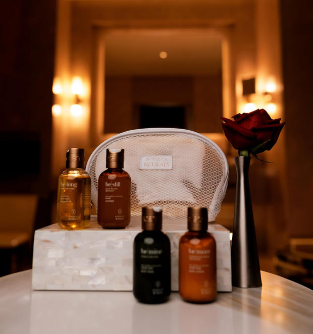 4Pc Travel Essentials & Discovery Set - Body Lotion, Oil, Wash & Hand Sanitizing Gel - 4 X 80Ml Bottles (2.67 Fl Oz, Black Tea & Bergamot | BE STILL)