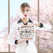 Paris Weekend Gift Bag - Vacation Theme Travel Bag with Paris Skyline Design - Perfect for Girls' Trip to France