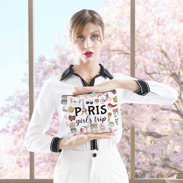 Paris Weekend Gift Bag - Vacation Theme Travel Bag with Paris Skyline Design - Perfect for Girls' Trip to France