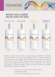 Acne Control Facial Cleanser - Anti-Aging Exfoliating Wash with Glycolic & Salicylic Acid, Rose-Scented, Made in USA, Organic & Natural Ingredients