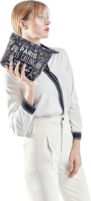 Paris Themed Gifts Paris Is Calling and I Must Go Cosmetic Bag Paris Lover Gift (Paris Is Calling Black Bag)