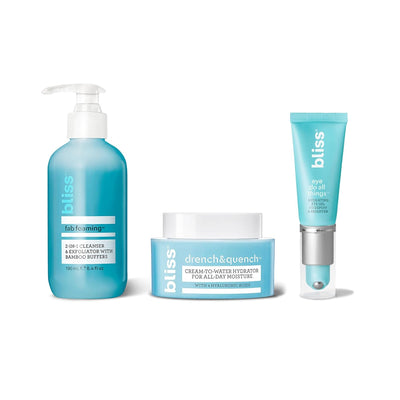 Skincare Essentials Skincare Kit - Eye Do All Things Hydrating Eye Gel, Drench & Quench Hyaluronic Acid Face Moisturizer & 2-In-1 Foaming Facial Cleanser and Exfoliator