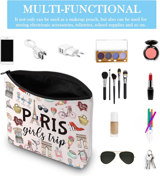Paris Weekend Gift Bag - Vacation Theme Travel Bag with Paris Skyline Design - Perfect for Girls' Trip to France