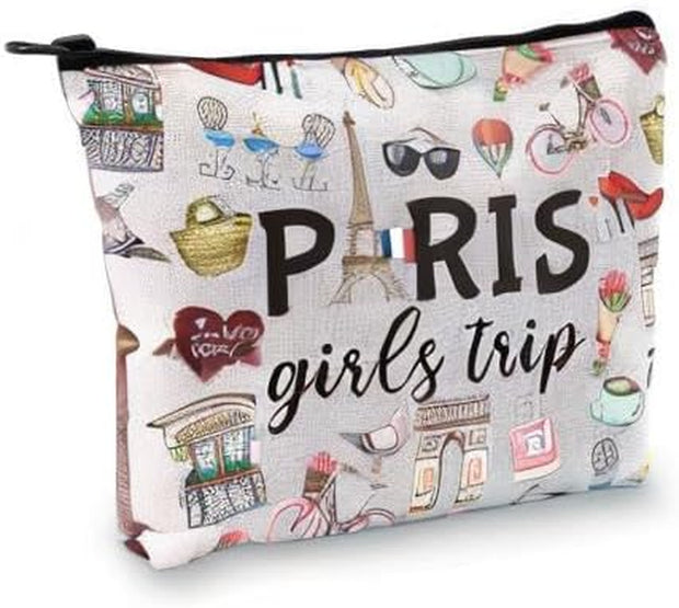Paris Weekend Gift Bag - Vacation Theme Travel Bag with Paris Skyline Design - Perfect for Girls' Trip to France