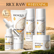 Rice Whitening Skin Care Set, Facial Cleanser+Toner+Essence+Lotion+Cream,Brightning Htdrating Serum,Women Skin Care