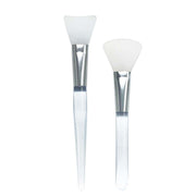 Facial Mask Brush -  Silicone Face Mask Hairless Applicator Brush (1 Curved &1 Fan (2 PCS))