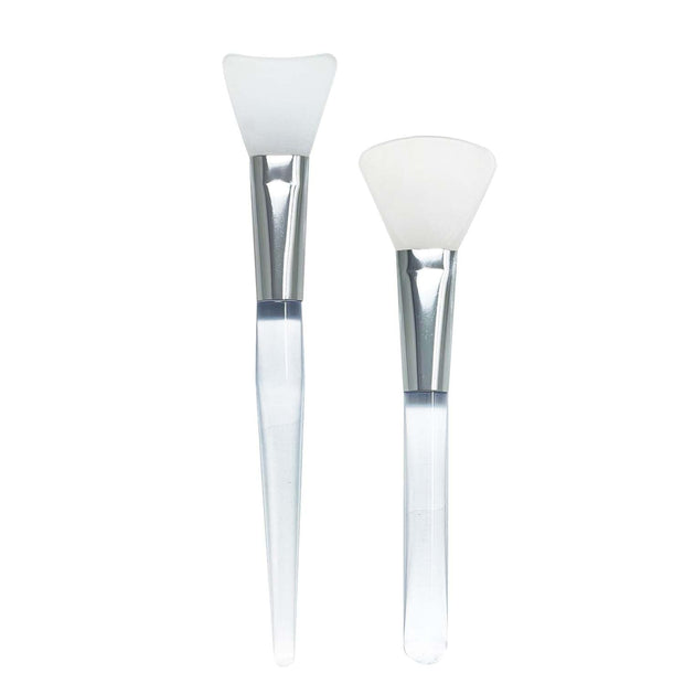 Facial Mask Brush -  Silicone Face Mask Hairless Applicator Brush (1 Curved &1 Fan (2 PCS))