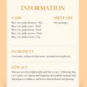 Rice Whitening Skin Care Set, Facial Cleanser+Toner+Essence+Lotion+Cream,Brightning Htdrating Serum,Women Skin Care