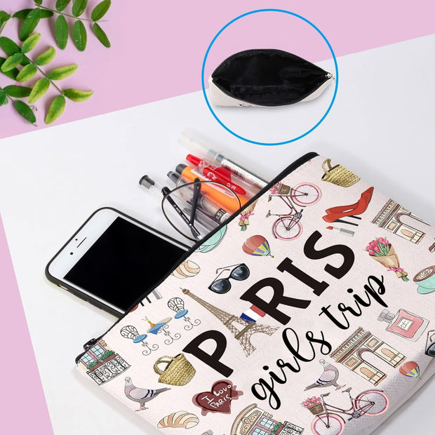 Paris Weekend Gift Bag - Vacation Theme Travel Bag with Paris Skyline Design - Perfect for Girls' Trip to France
